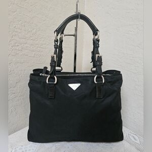 Prada Black Nylon Vintage Handbag Tote Bag AUTHENTIC